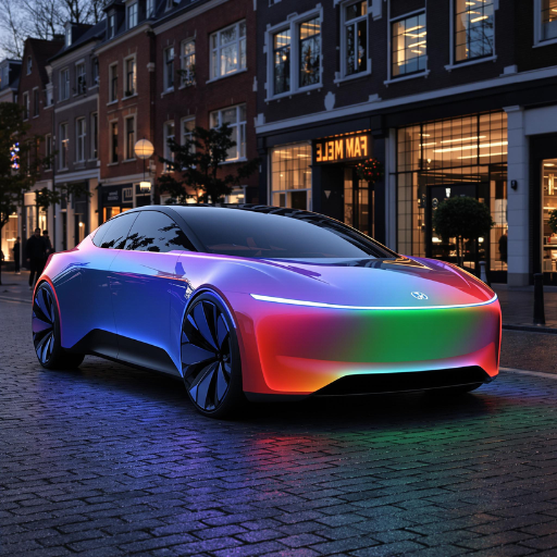 Nieuwe auto 2025 een toekomstige auto die van kleur verandert