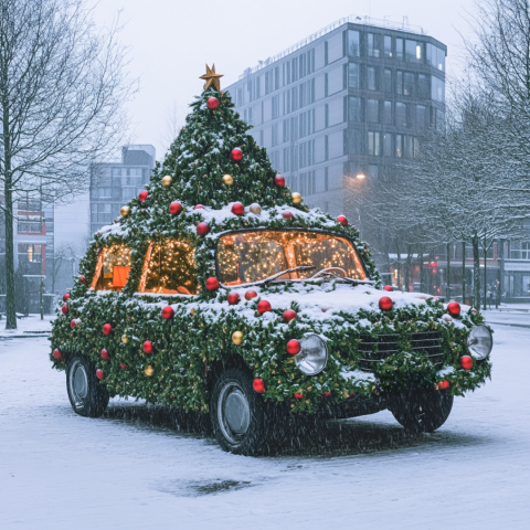 Auto gemaakt van een kerstboom